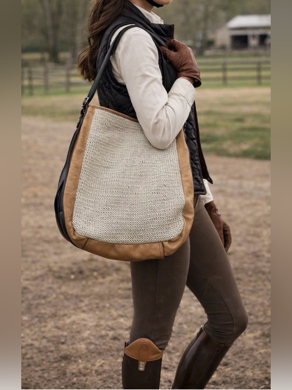 ANTHROPOLOGIE HOLDING HORSES leather & crocheted slouchy boho shoulder bag